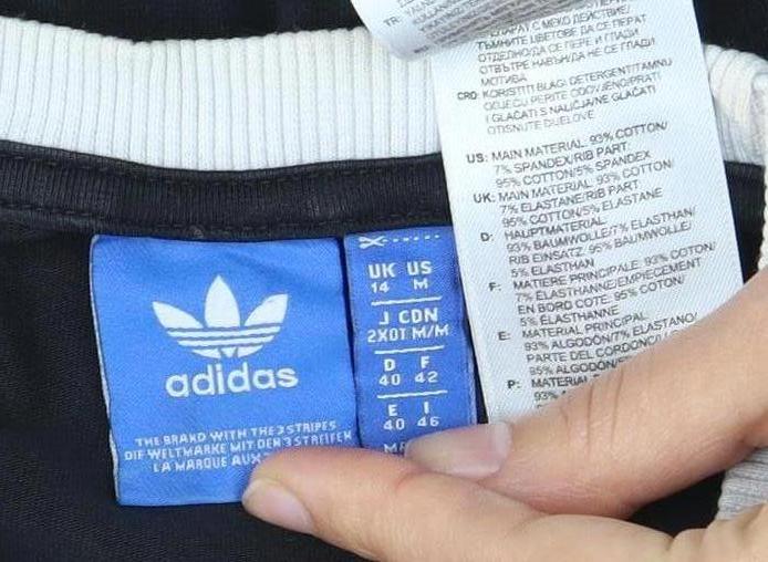 Adidas Unisex Black T-Shirt, Size 14 Long Sleeve Jersey