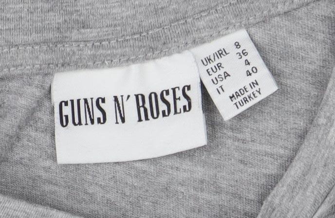 Guns N' Roses Women's Grey T-Shirt Music Graphic Size 8