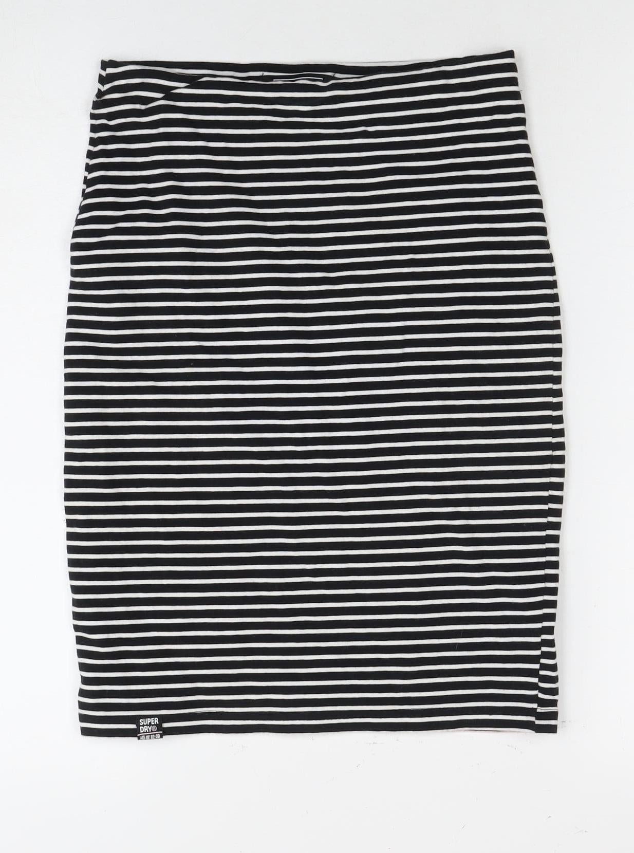 Superdry Women's Black Striped Pencil Skirt Size 6