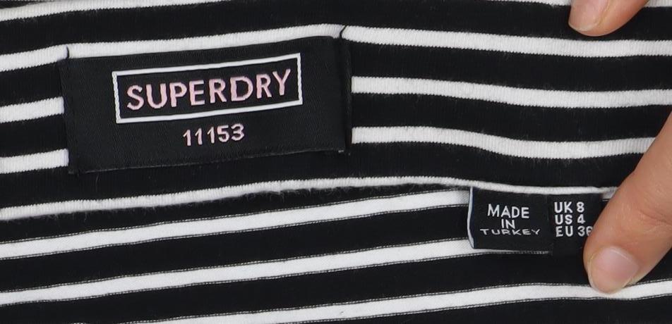 Superdry Women's Black Striped Pencil Skirt Size 6