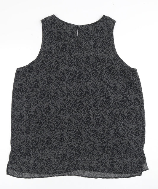 Gap Women's Black Floral Sleeveless Blouse Size 14