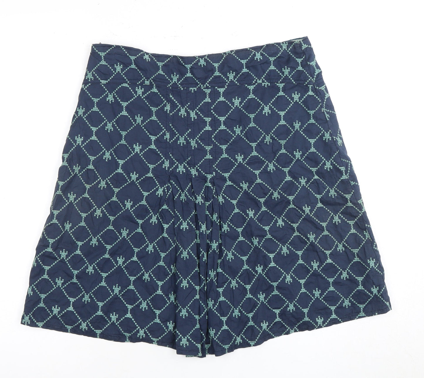White Stuff Women's Blue A-Line Geometric Skirt, Size 10