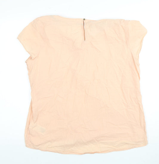 White Stuff Women's Beige Blouse UK 16 V-Neck Cotton