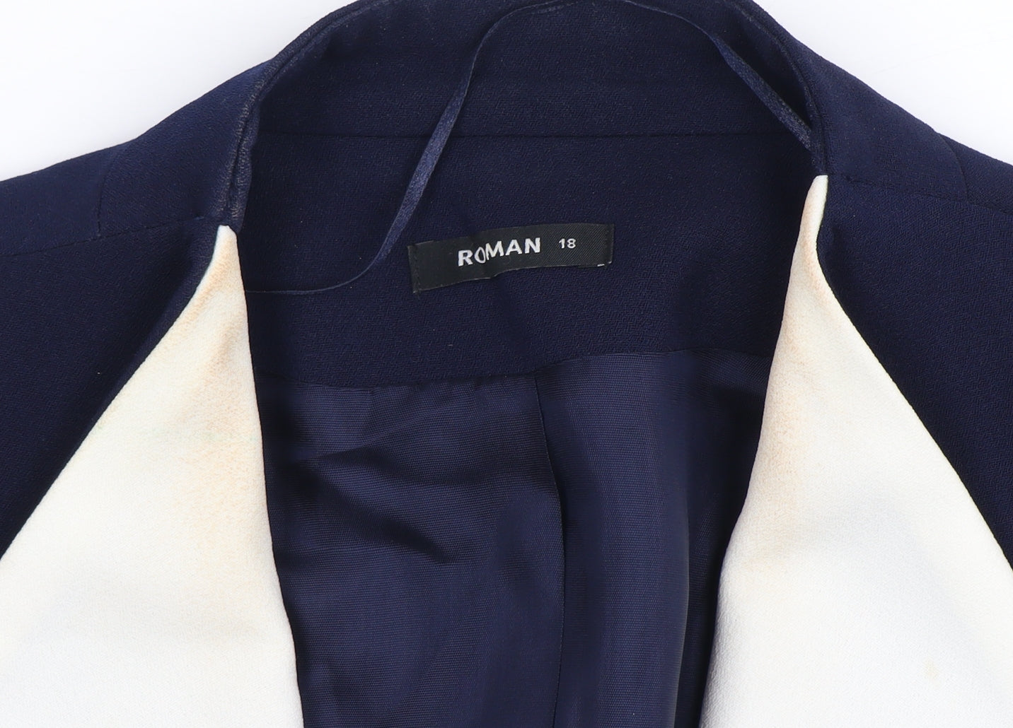 Additional view of Roman Women's Blue Tuxedo Blazer, size 18