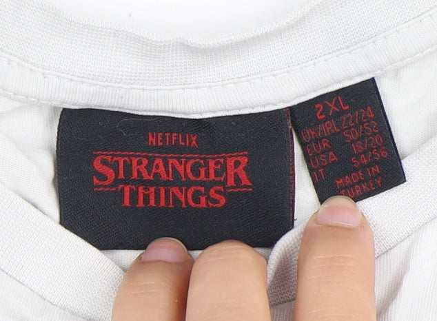 Stranger Things Unisex Adults White T-Shirt 2XL