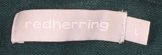 Brand and care label for Red Herring Men's Green Collared 1/4 Zip Jumper L
