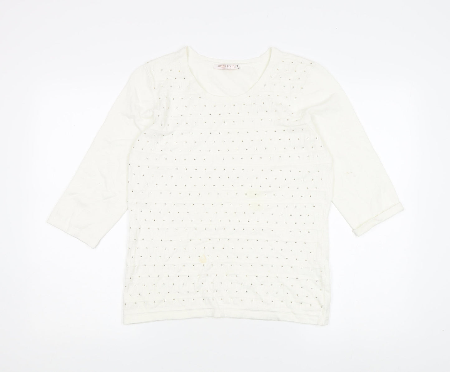 Anna Rose Women’s White Studded T-Shirt, Size M