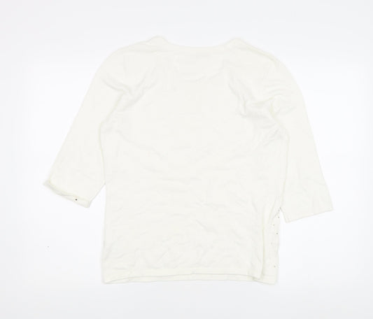 Anna Rose Women’s White Studded T-Shirt, Size M