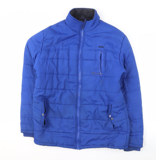Additional front view of Lee Cooper Men's Blue Puffer Jacket M with Zip Pockets