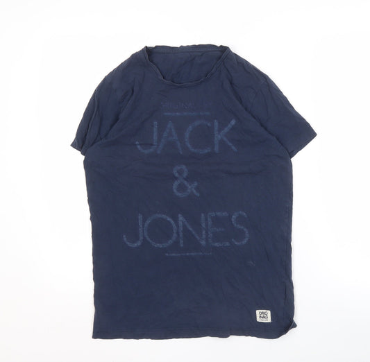 Jack & Jones Men's Blue Cotton T-Shirt, Size M