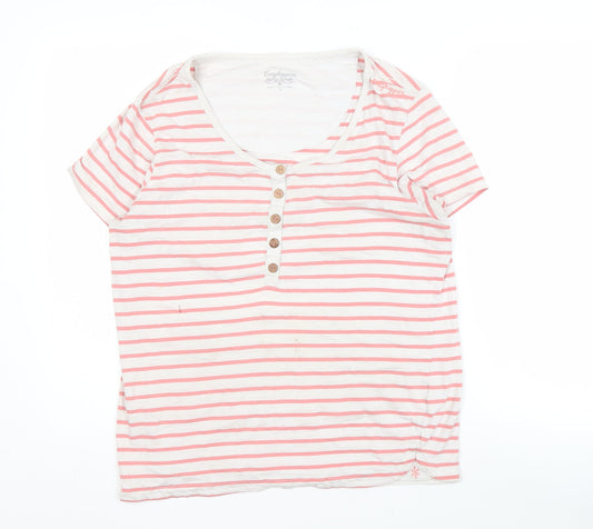 Craghoppers Women's Pink Striped T-Shirt Size 16