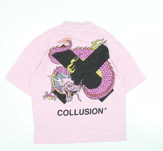 Collusion Men's Pink Anime Dragon Graphic T-Shirt, Size 32