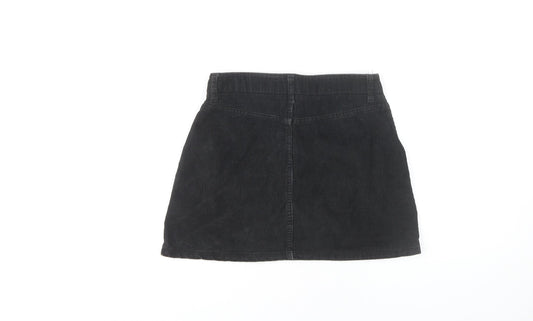 Topshop Petite Black Corduroy A-Line Skirt, Size 6