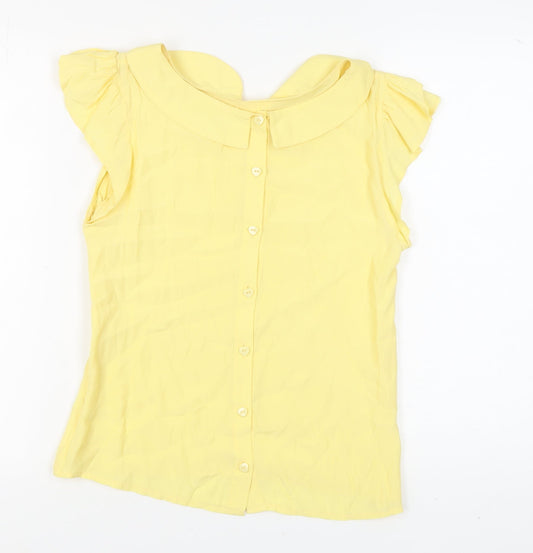 Womens UK Size 12 Therapy Yellow Viscose Blouse