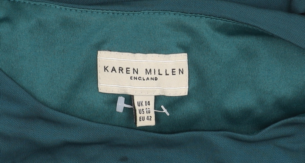 Karen Millen Green Midi Dress UK 14 Women’s Party