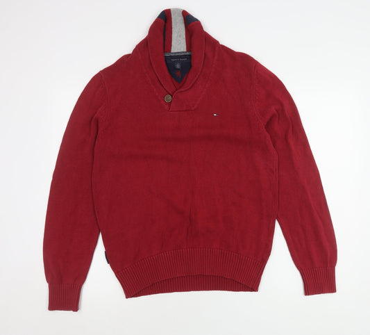 Tommy Hilfiger Men's Red Cotton Pullover Jumper M