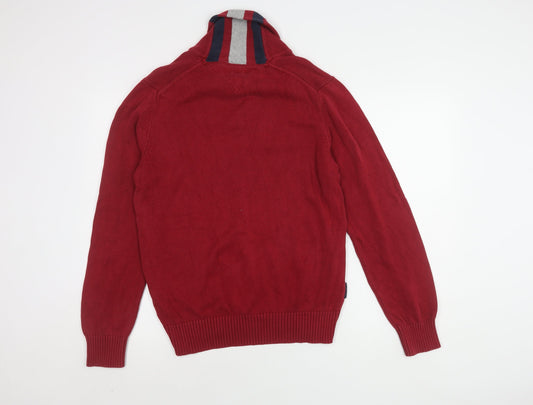 Tommy Hilfiger Men's Red Cotton Pullover Jumper M