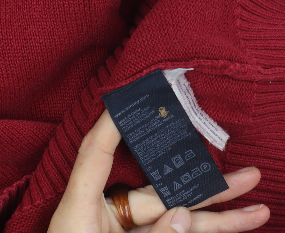Tommy Hilfiger Men's Red Cotton Pullover Jumper M