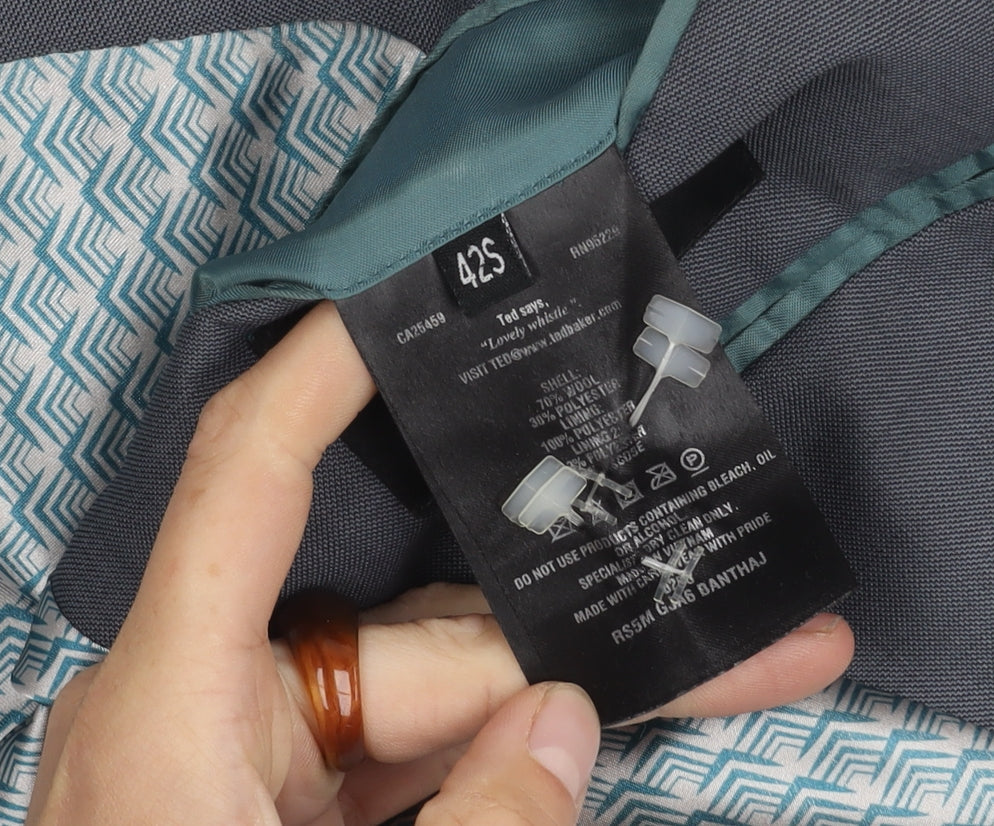 Ted Baker Men's Grey Blazer, 42S, Classic Formal Style