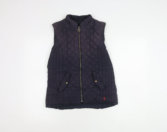 Joules Women's Blue Quilted Waistcoat, Size 12, Full Zip