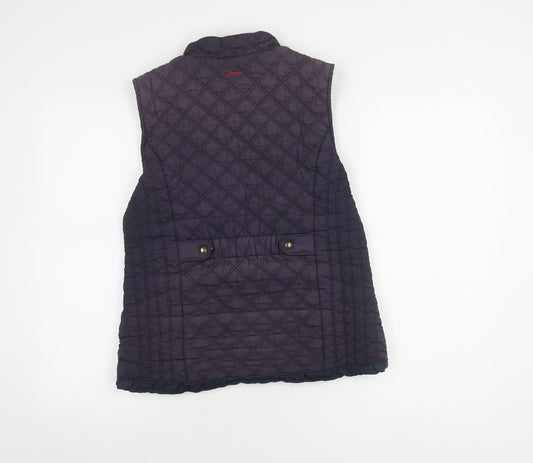 Joules Women's Blue Quilted Waistcoat, Size 12, Full Zip