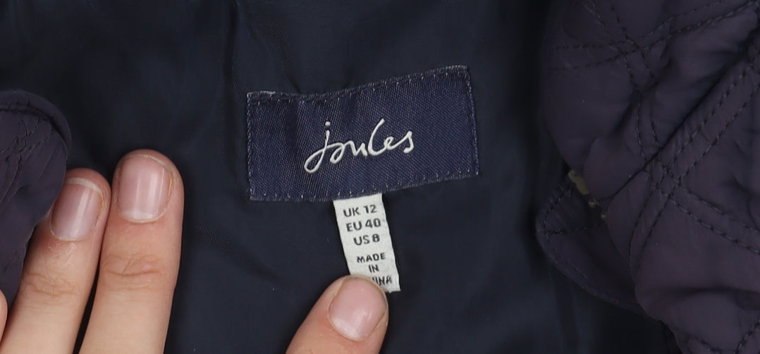 Joules Women's Blue Quilted Waistcoat, Size 12, Full Zip