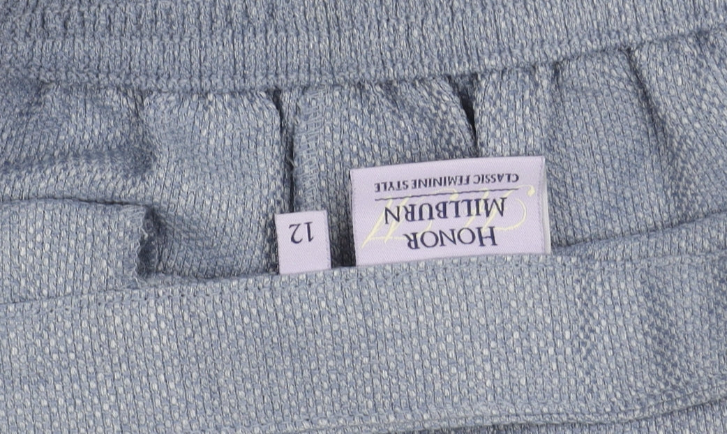 Brand and care label for Honor Millburn Women's Blue Relaxed Trousers, size 12