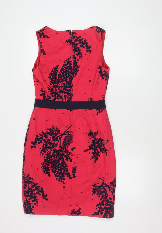 Boden Women's Red Sheath Dress, Size 12, V-Neck, Floral
