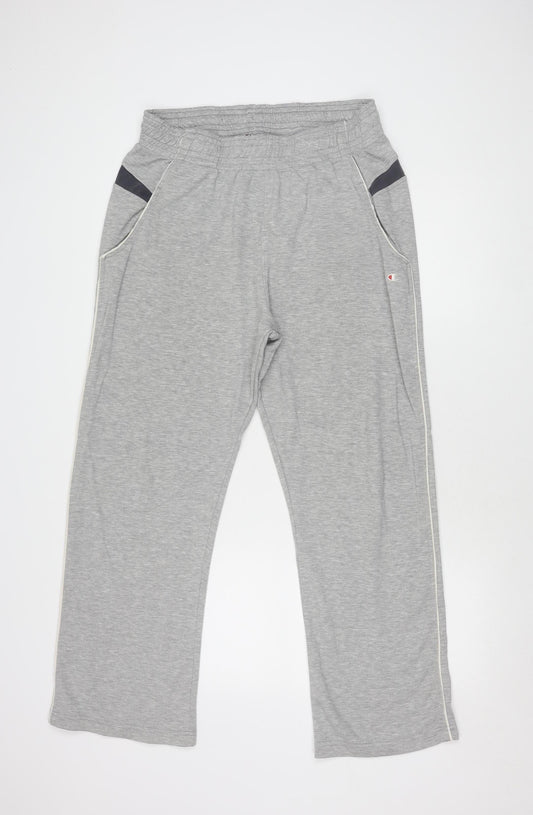 Champion Men's Grey Track Pants, L, Elastic Waist, Jersey