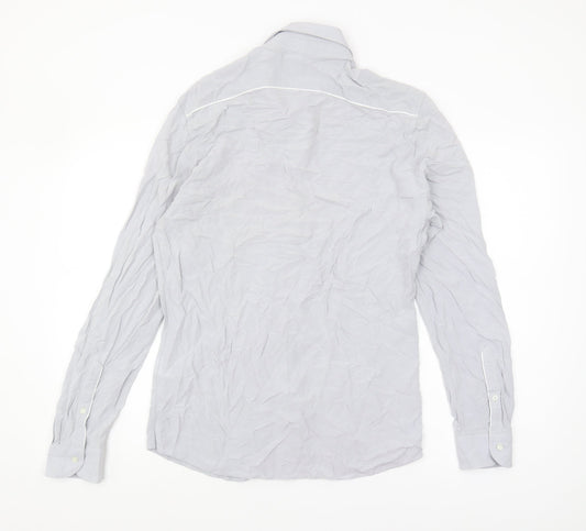 Womens UK Size M Reiss Grey Viscose Button-Up