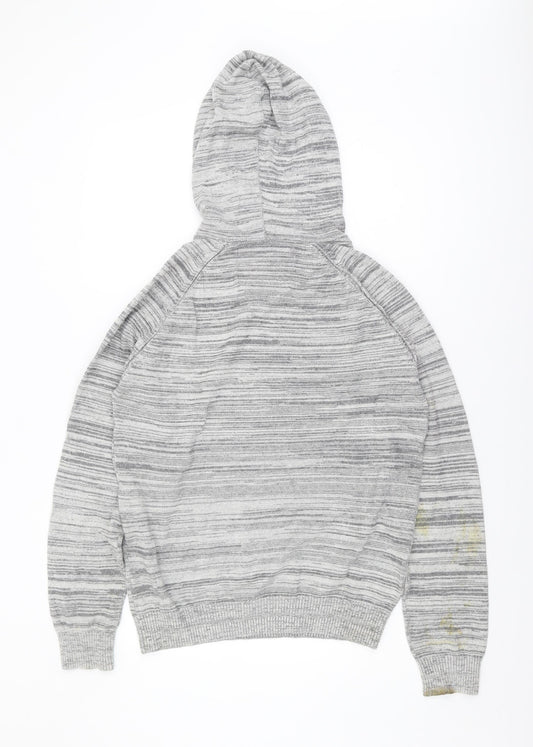Old Khaki Men's Grey Hooded Pullover Jumper Size L