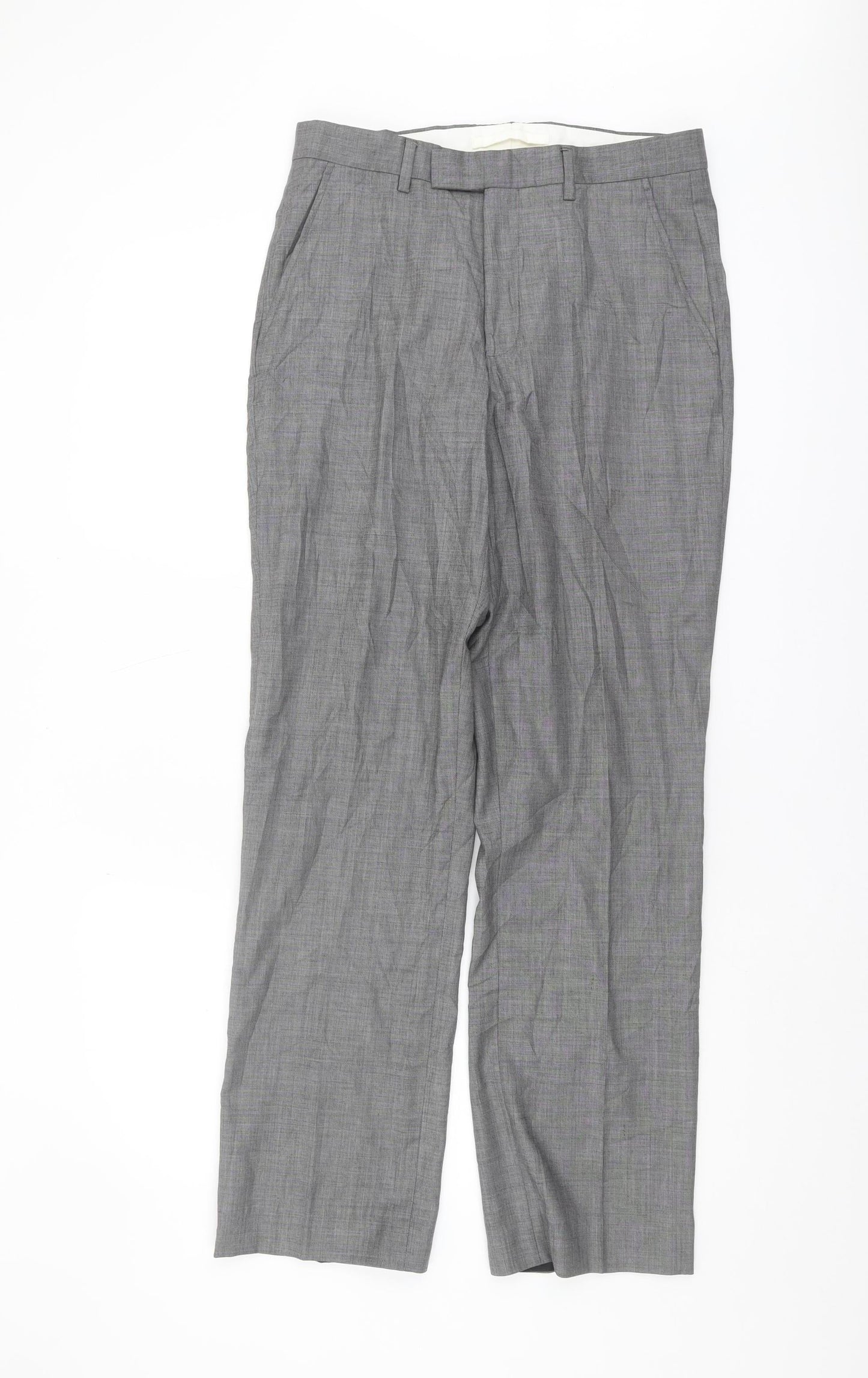 T.M.Lewin Men's Grey Wool Trousers, Size 36, Formal Wear