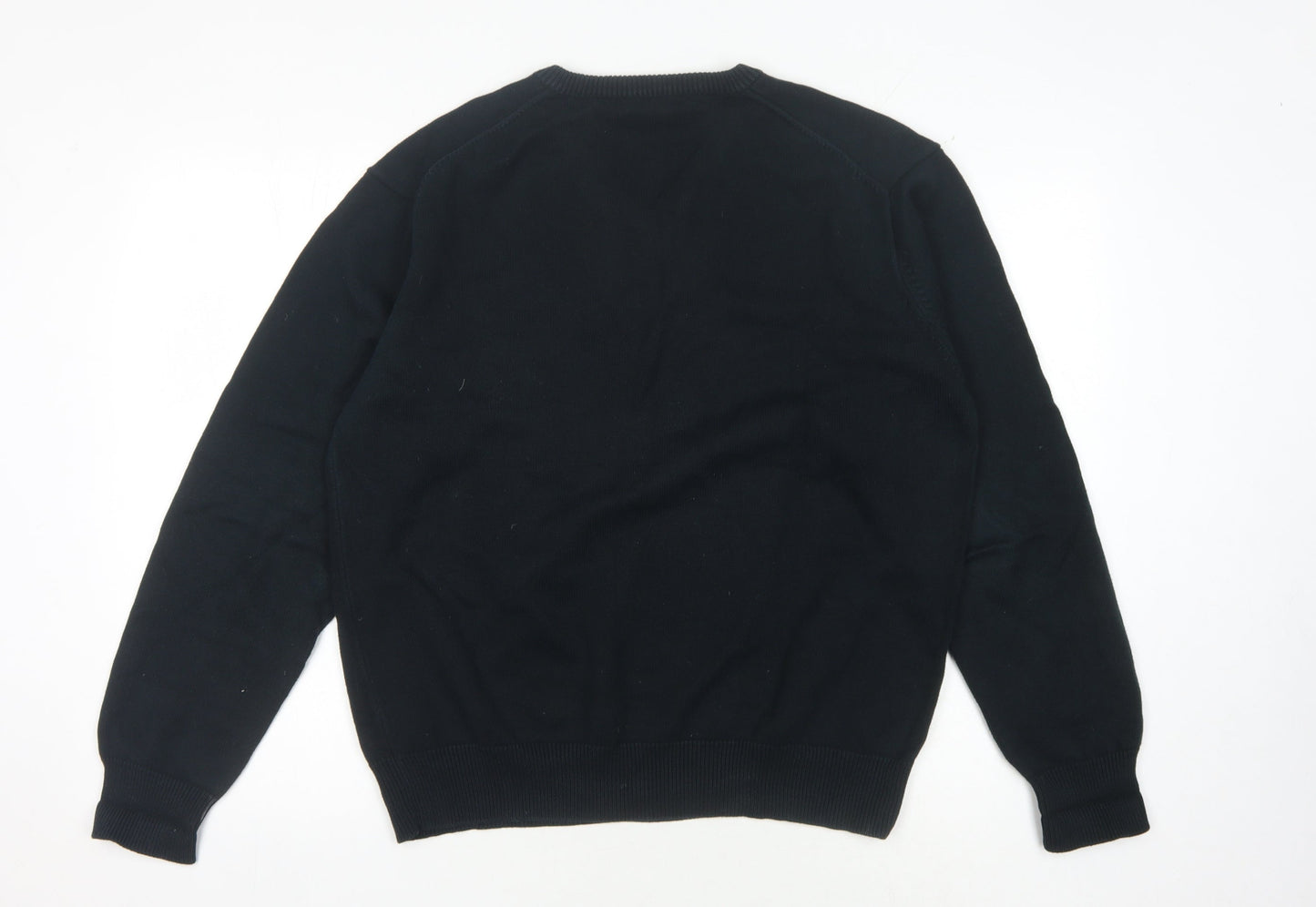 GANT Men's Black V-Neck Cotton Pullover Jumper, Size L