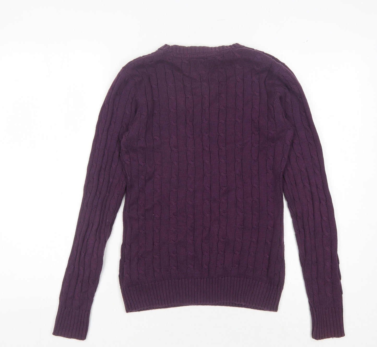 Kangol Women's Purple V-Neck Cotton Jumper Size 10