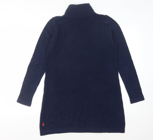 Joules Women's Blue Roll Neck Jumper Dress, Size 8, Classic Style