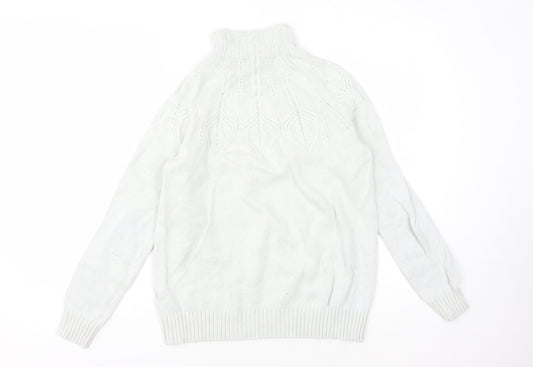 Fat Face Women's Ivory High Neck Jumper Size 8