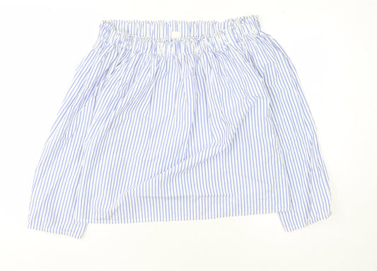 Gap Women's Blue Striped Long Sleeve Top M