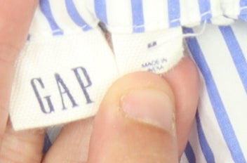 Gap Women's Blue Striped Long Sleeve Top M