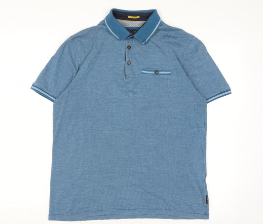 Ted Baker Men's Blue Polo Shirt Medium Cotton