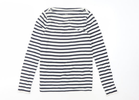 Gap Women's Multicoloured Striped Boat Neck T-Shirt S