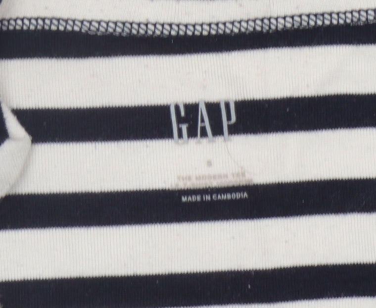 Gap Women's Multicoloured Striped Boat Neck T-Shirt S