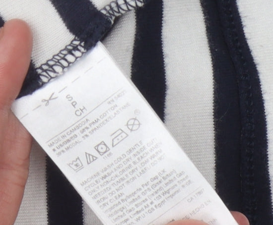 Gap Women's Multicoloured Striped Boat Neck T-Shirt S