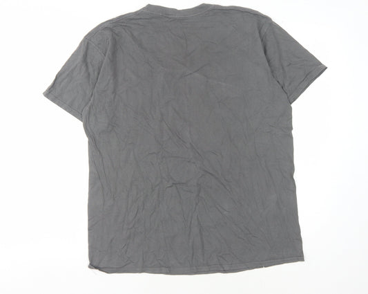 Disney Men’s Grey Olaf T-Shirt, Short Sleeve, L