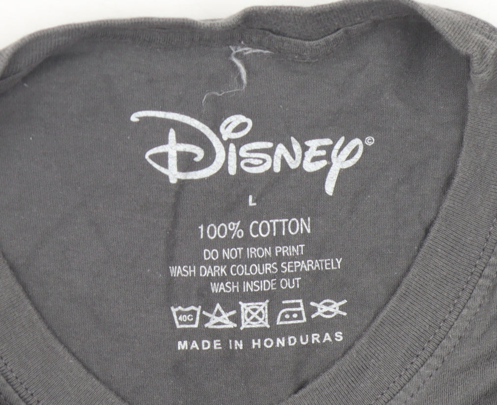 Disney Men’s Grey Olaf T-Shirt, Short Sleeve, L