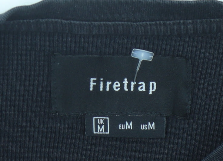 Firetrap Men's Black M Crew Neck T-Shirt Cotton Solid