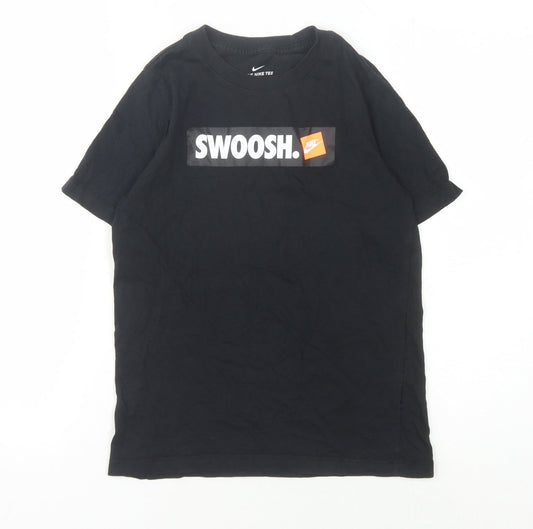 Nike Boys Black Graphic T-Shirt, Size 10-11, Casual Style