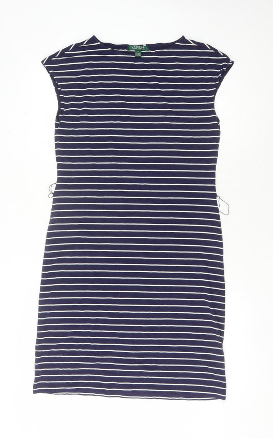 Ralph Lauren Women's Blue Striped Shift Dress Size S