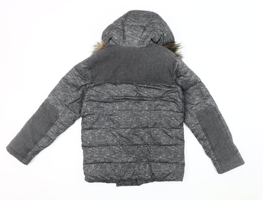 Abercrombie Boys Grey Puffer Jacket 11-12 Years Winter Hooded