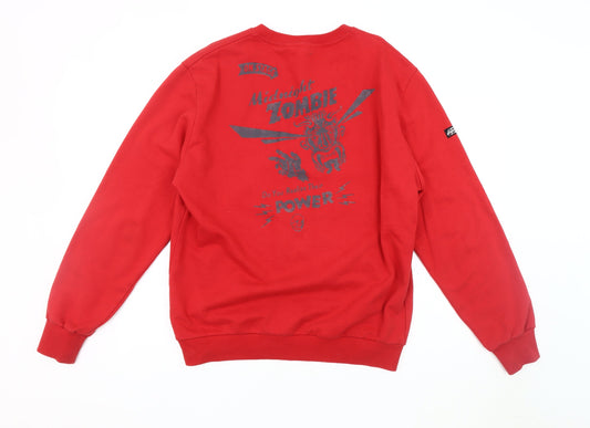 Superdry Men's XL Red Graphic Zombie Sweatshirt