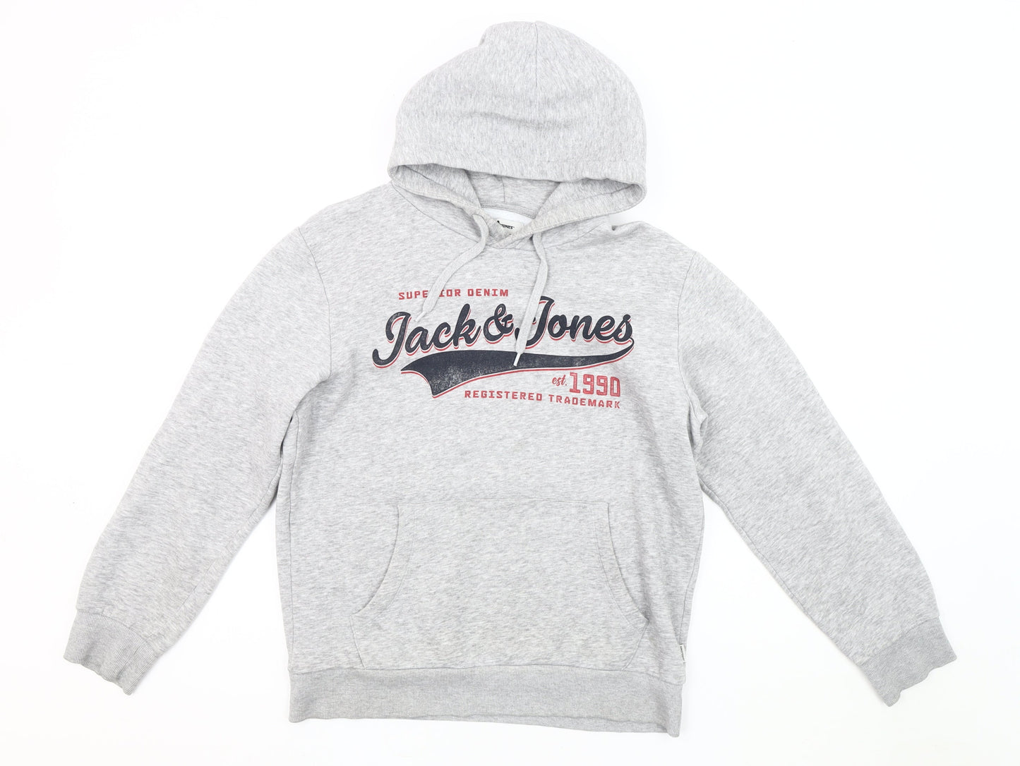 Jack & Jones Men's Grey Pullover Hoodie Size S